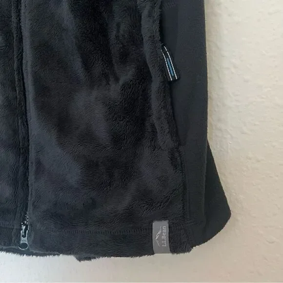 L.L. Bean Luxe Fleece Long Vest in Black NEW Size XS - Picture 3 of 9